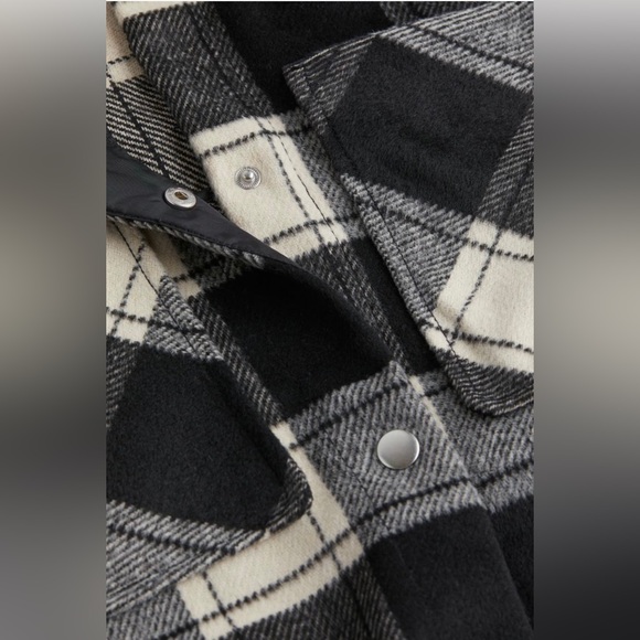 H&M Brushed Twill Jacket in Black/Plaid - Size XS - Picture 2 of 7